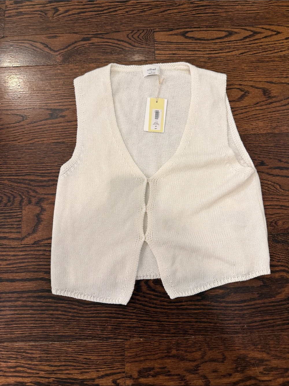 Wilfred Cream Knit V-Neck Sweater Vest